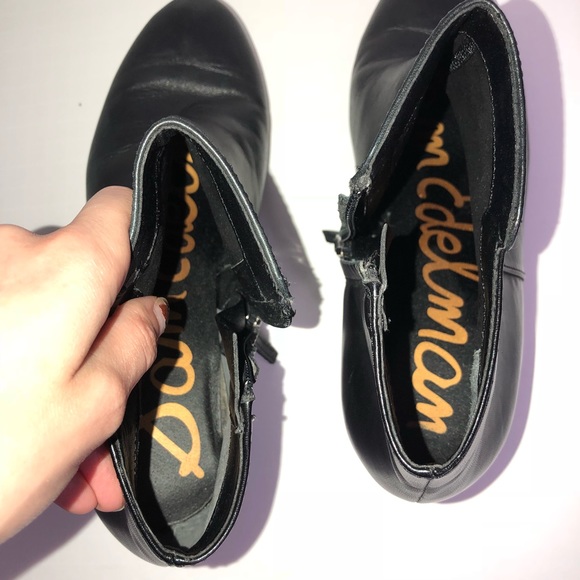 SOLDSam Edelman Black Leather Cone Heel Ankle Boot - Picture 6 of 9